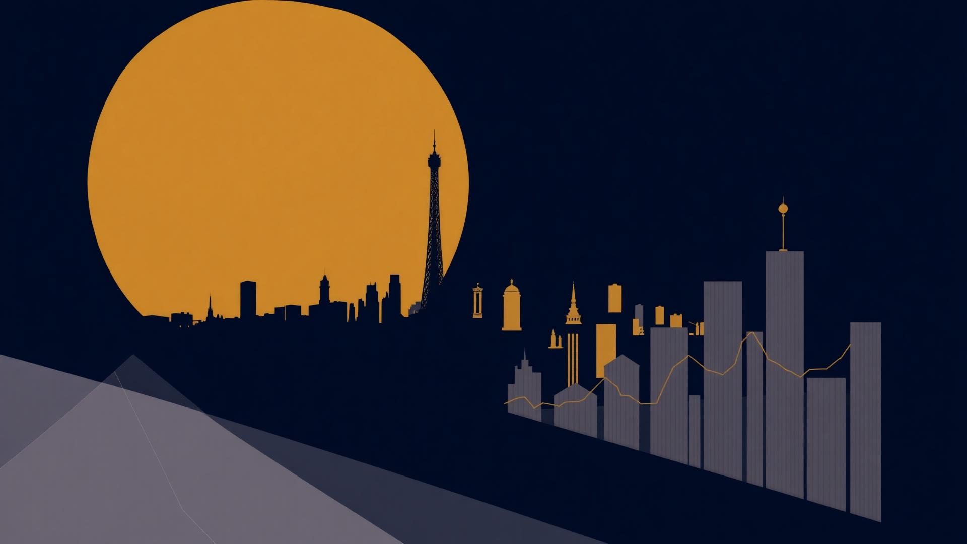 Illustration de la skyline parisienne et d'une courbe de croissance — immobilier passif